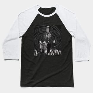 black and white Dr Who Baseball T-Shirt